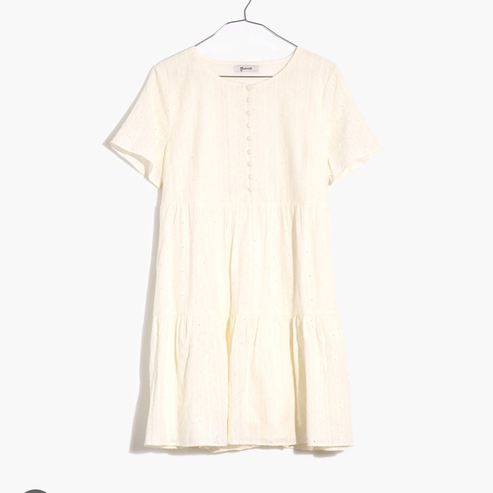 Madewell Embroidered Eyelet Tiered Mini Dress -XS
